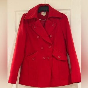 Lost Women's Classic Red Pea Coat